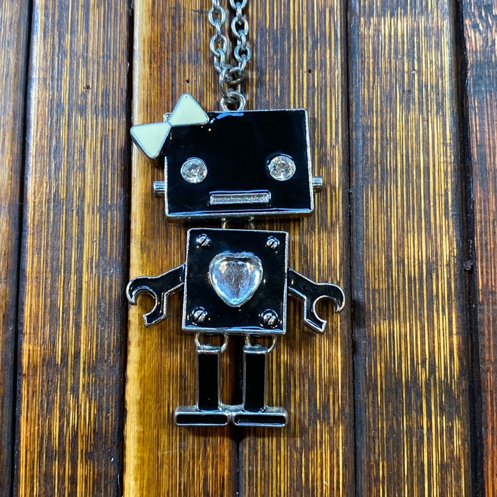 Movable robot necklace super cute